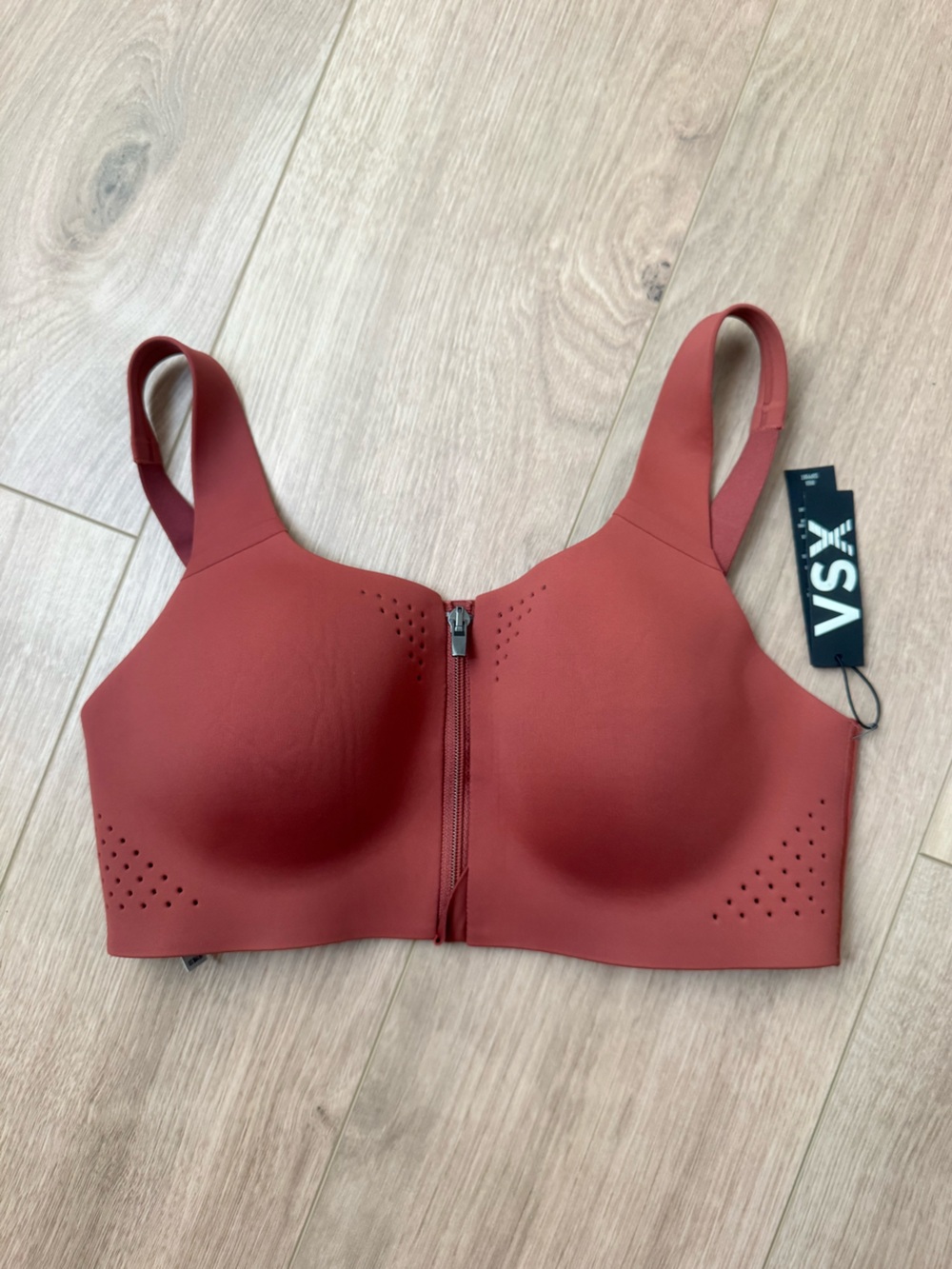 Victoria's Secret VSX Front-Zip Padded Sports Bra - Rust Red